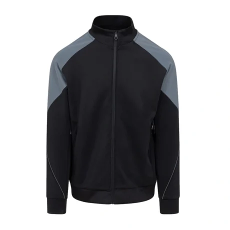 Men's black tracksuit with zip-up jacket