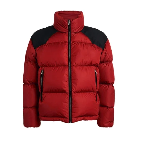 Red puffer jacket