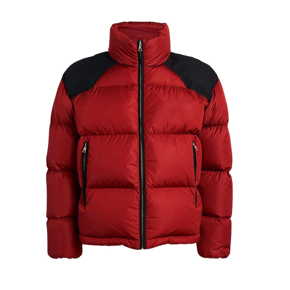 Red puffer jacket